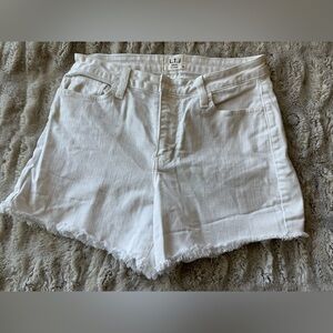 Women's Frayed White Jean Shorts